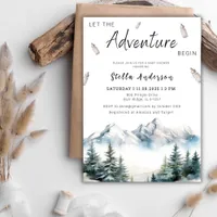 Let The Adventure Begin Mountain Baby Shower Invitation