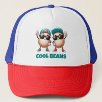 Funny Cool Beans Wearing Caps and Sneakers