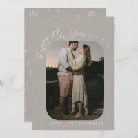 Modern Script Happy New Year Photo  Holiday Card