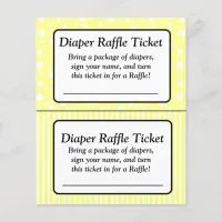 Yellow and White Polka  Baby Shower Raffle Ticket