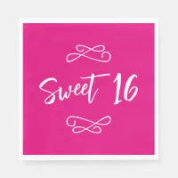 Hot Pink Chic Doodle Modern Script Sweet 16