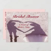 Bridal Couple Silhouette Heart in Sand Wedding Invitation