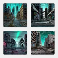 Abandoned City | Post Apocalyptic Dystopia  Coaster Set