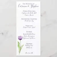 Minimalist Deep Purple Single Tulip Wedding Menu