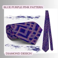 Blue Purple Diamond Pattern Neck Tie