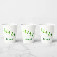 Paper Cup - Stepped Initials, Name in Greens