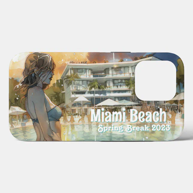 Miami Beach Spring Break Girl in Pool Watercolor Case-Mate iPhone Case