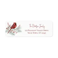 Snowy Winter Cardinal Christmas Return Address Label