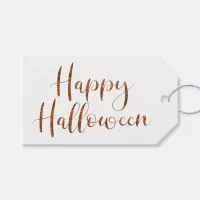 Happy Halloween Orange Glitter Typography Gift Tags
