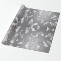 Silver Butterflies Wildlife Lovers Wrapping Paper