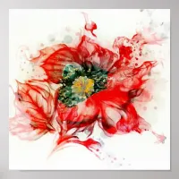 Faded Red Watercolor Macro Blossom Poster