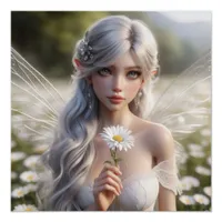 Beautiful April Fairy in Daisies Poster