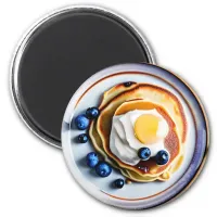 Blueberry Pancakes and Fried Eggs Food Magnet