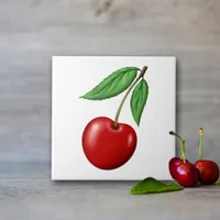 Red Cherry Fruit Ceramic Tile