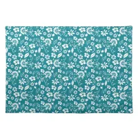 Stylish Teal Turquoise Blue Floral Pattern Cloth Placemat
