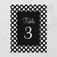 White Polka Dot Table Number Postcard