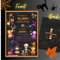 Halloween Costume Party Orange Purple Kids  Invitation