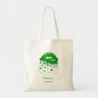 Green Sexy MMJ Lips Tote Bag