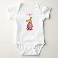 Personalized Pink Bunny Rabbit Baby One Piece Baby Bodysuit