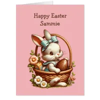 Super Big Vintage Easter Bunny with Chocolate Egg Card