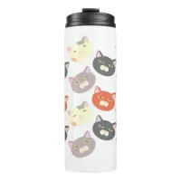 Cool Cat Heads Cartoon Fun Pattern Art Thermal Tumbler