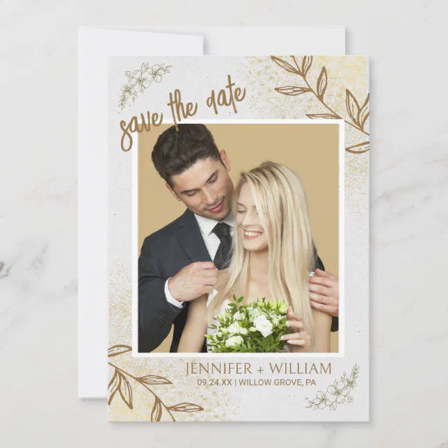 Gold And Cream Elegant and Delicate Photo Save The Date