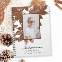 Brown Fall Leaves Funeral Memorial Guest Book