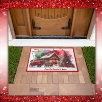 Monogram Festive Vintage Christmas on white | Doormat