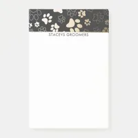 Gold And Charcoal Paw Print Pattern Post-it Notes