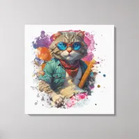 *~* White Percussionist Cool Cat AP91 DRUMMER Canvas Print