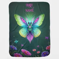 whimsical butterfly scene baby blanket