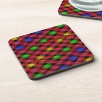 Gingham Check Multicolored Pattern Coaster