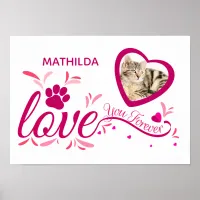 Pet Memorial Souvenir Pink Heart Paw "I love You"  Poster