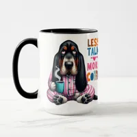 Funny Basset Hound "Less Talk More Coffee" Mug