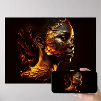 Woman of Gold and Fire Digital Portrait Poster