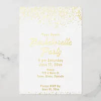 White and Gold Foil Bachelorette Party Foil Invitation