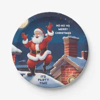 Santa Jumping For Joy | Ho Ho Ho Christmas  Paper Plates