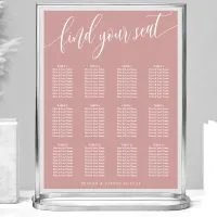 Dusty Rose Pink Simple Wedding Seating Chart