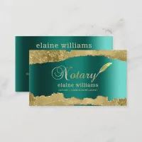 Teal Gold Glam Notary Loan Signing Agent  Business Card