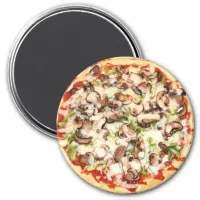 Deep Dish Mushroom Pizza Holiday Magnet