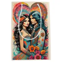 Hippie Couple with Psychedelic Heart Medium Gift Bag