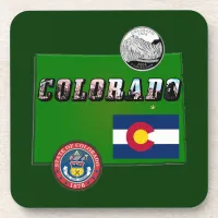 Map and Picture Text of Colorado Drink Coaster