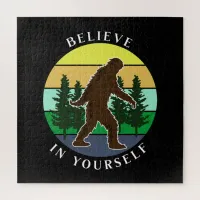 Believe in Yourself | Vintage Sunset Bigfoot   Jigsaw Puzzle