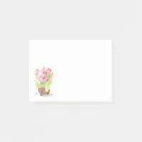 Watercolor Spring Flowers in a Clay Pot Post-it Notes