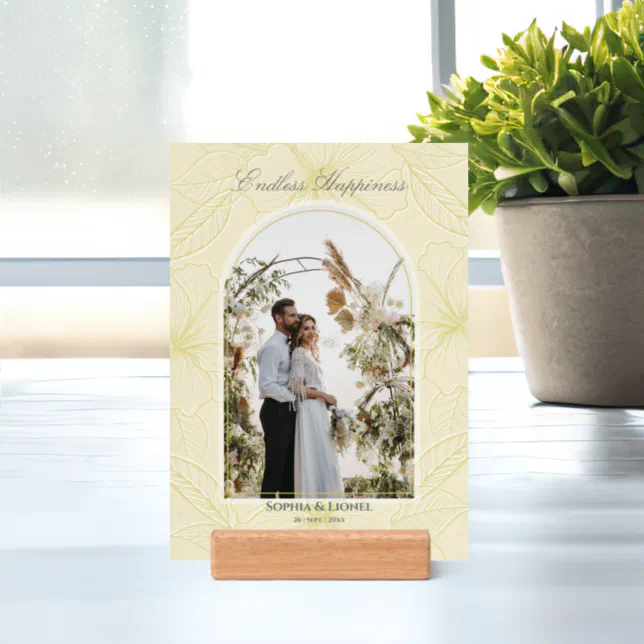 Elegant Minimal Monotone Floral Wedding Print Holder