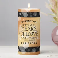 Elegant 49th Copper Wedding Anniversary Pillar Candle