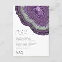 Agate Geode Glitter Wedding Details Violet ID647 Enclosure Card