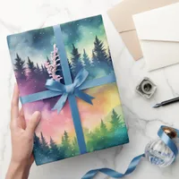 Aurora Borealis Pastel Pines Northern Lights Wrapping Paper