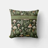 Whimsical Flower Garden on White Throw Pillow