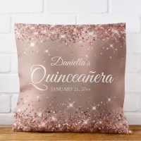 Glittery Rose Gold Glam Gradient Quincea&#241;era 15 Throw Pillow